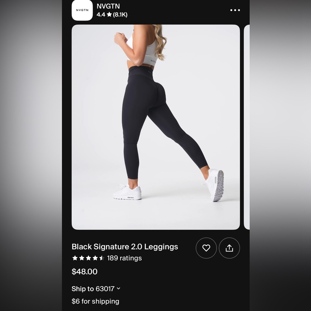 Nvgtn signature 2.0 leggings. Black. Small. Washed but never worn